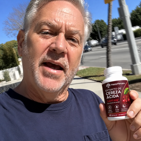 Escena al aire libre con un frasco HappyHarcalm de 2.400 mg