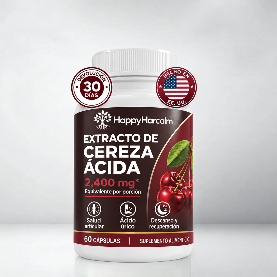 HappyHarcalm extracto de cereza ácida de 2.400 mg: frasco y devolución de 30 días