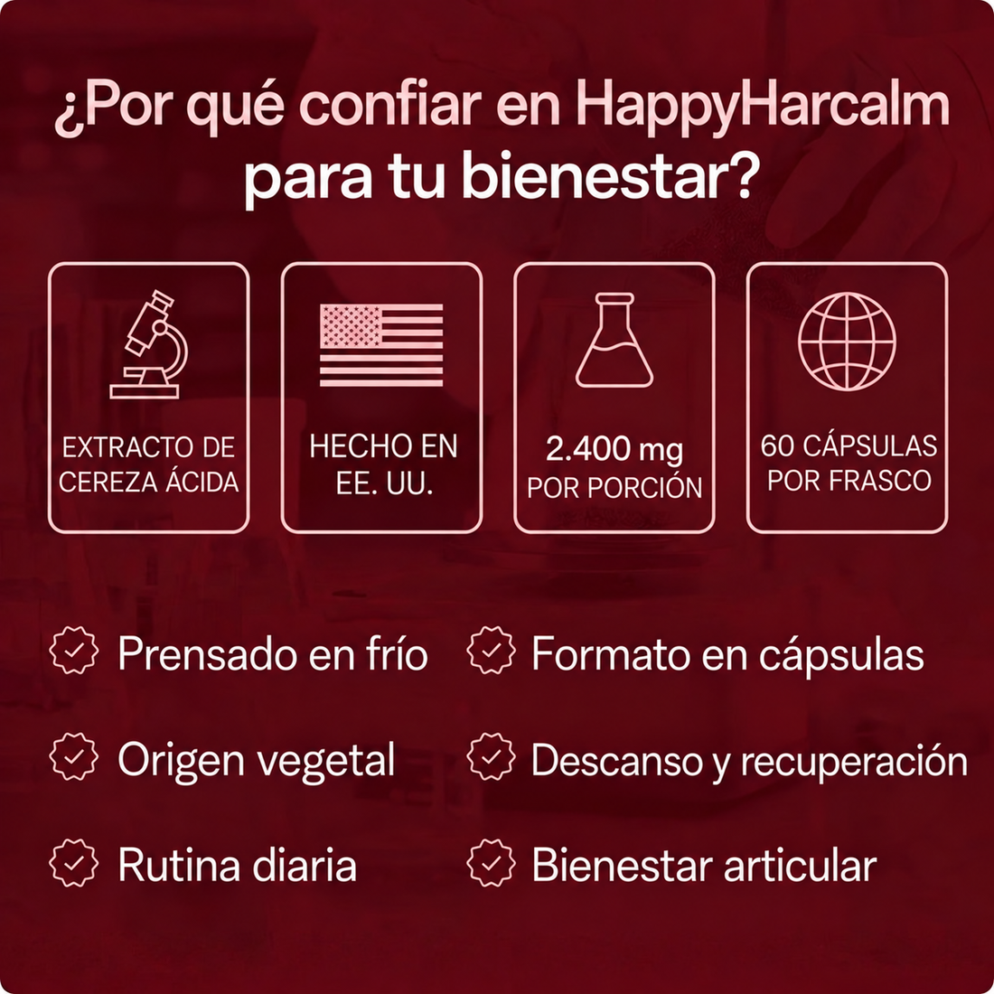 HappyHarcalm, extracto de cereza ácida de 2.400 mg